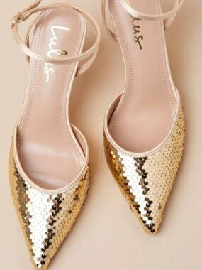 Lulu's Gold Sequin Women's Shoes Size 8